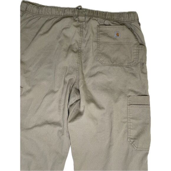 Carhartt Men's Ripstop Scrub Cargo Pants Snap Drawstring Tan Khaki 36” L - Picture 4 of 7